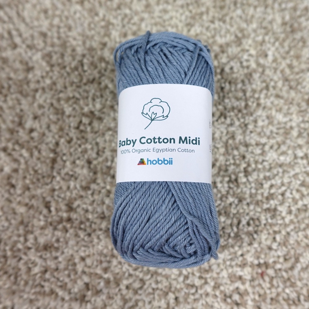 Hobbii Baby Cotton Midi Yarn 100% Organic Egyptian Cotton Blue Color 07 50g